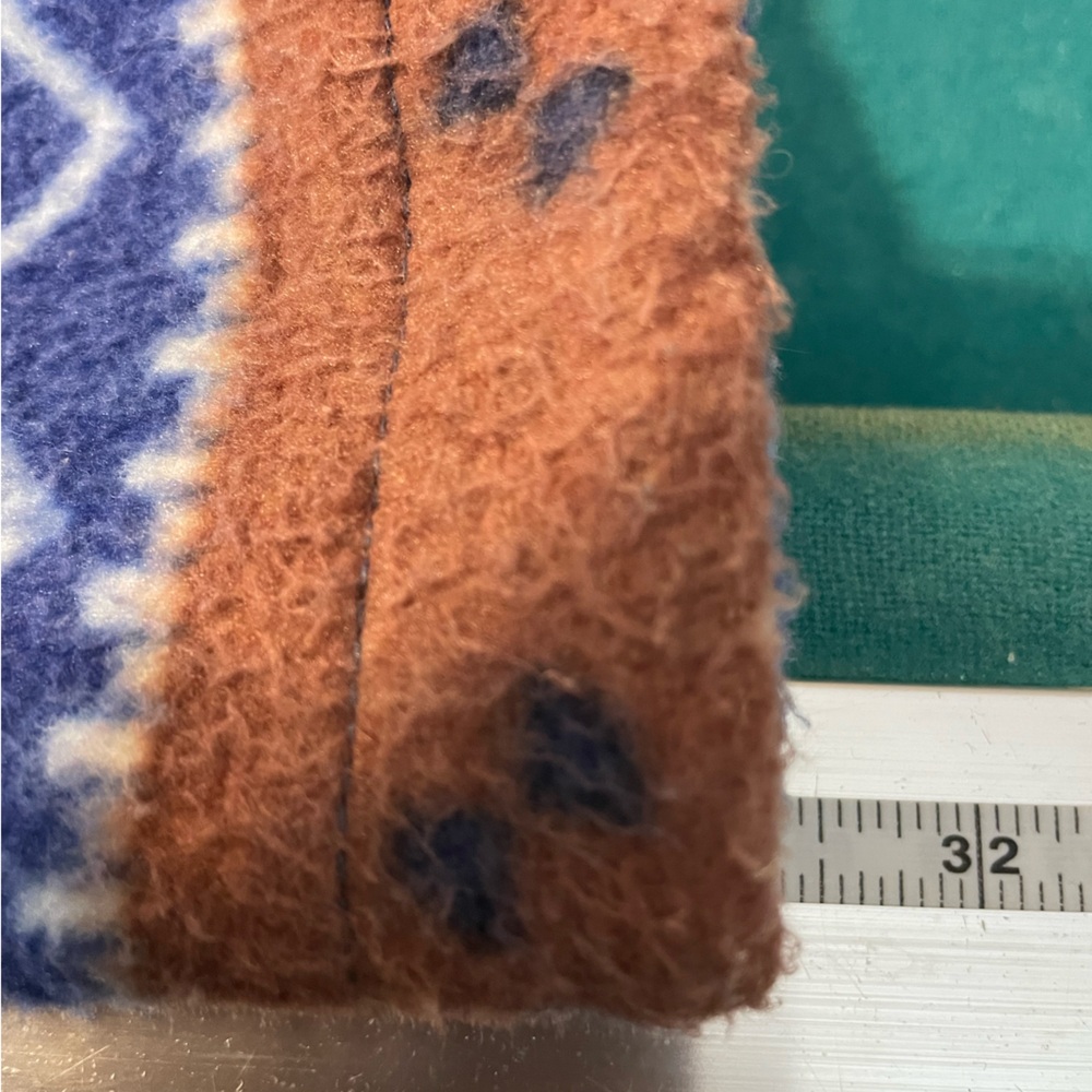 OutBrook Womens Aztec Tribal Fleece Jacket‎ Blue Brown full zip hooded w/pockets - Picture 4 of 12
